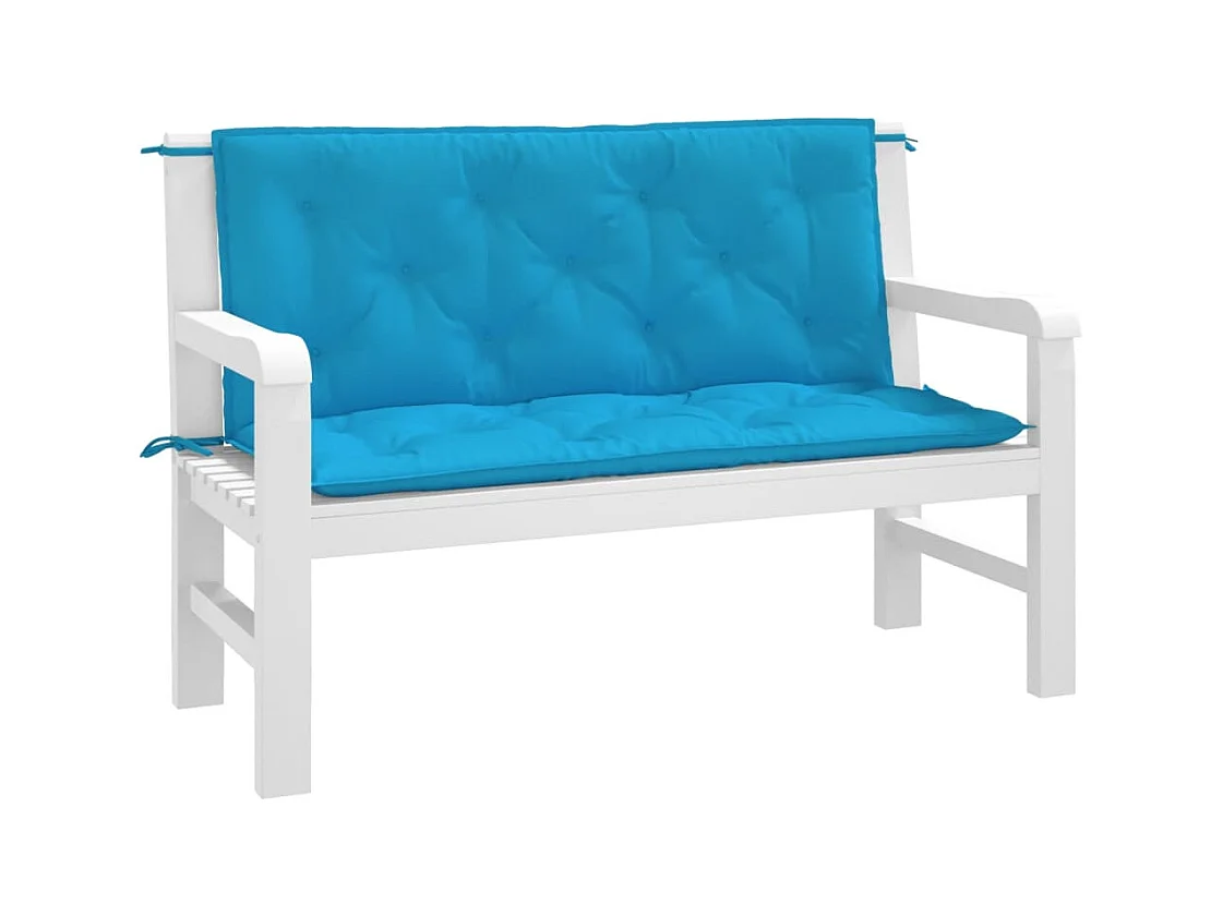 Tuinbankkussens 2 st 120x50x7 cm oxford stof lichtblauw BE273475