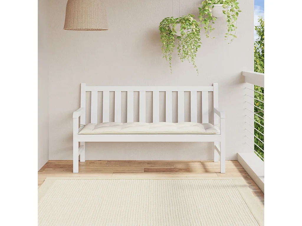 Coussin de banc de jardin crème mélangé 150x50x7 cm tissu FR604160