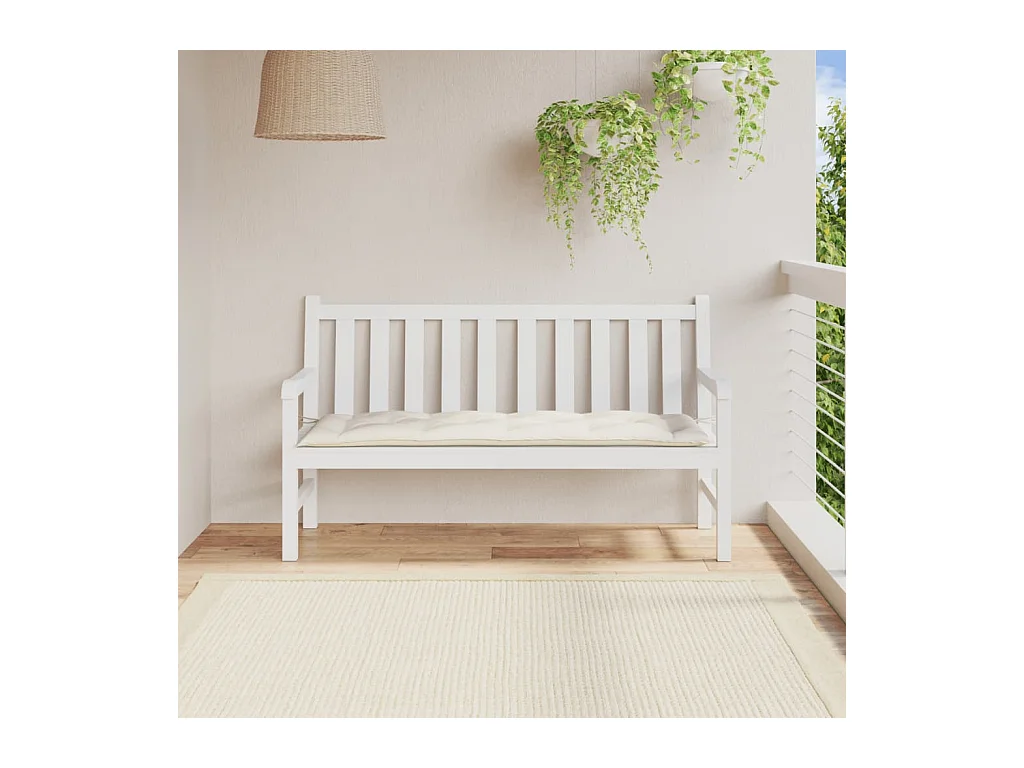 Coussin de banc de jardin crème mélangé 150x50x7 cm tissu FR604160