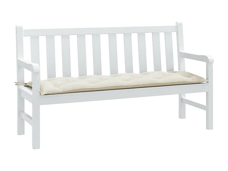 Coussin de banc de jardin crème mélangé 150x50x7 cm tissu FR604160