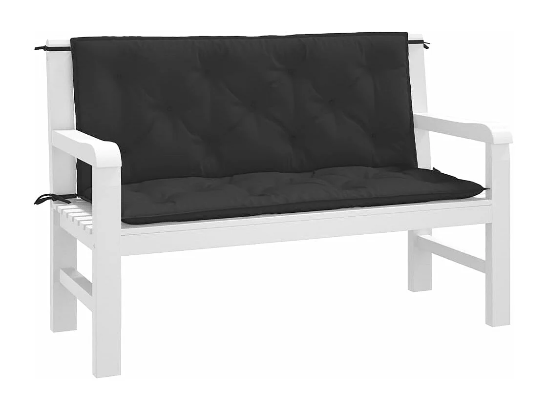 Coussins de banc jardin lot de 2 noir 120x50x7 cm tissu Oxford FR835212