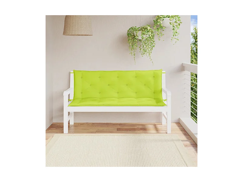 Coussins de banc de jardin lot de 2 vert vif tissu Oxford FR983114