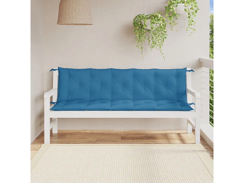 Coussins de banc de jardin lot de 2 bleu mélangé tissu FR341187