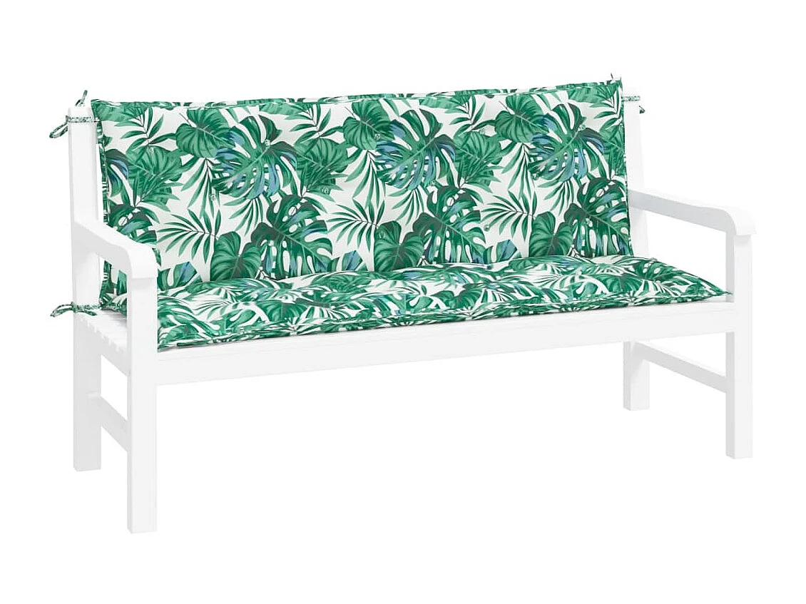 Coussins de banc de jardin lot de 2 motif de feuilles FR605084