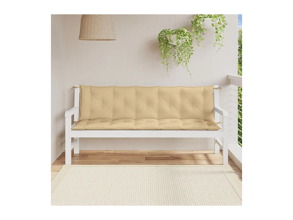 Coussins de banc de jardin lot de 2 beige mélangé tissu FR876422