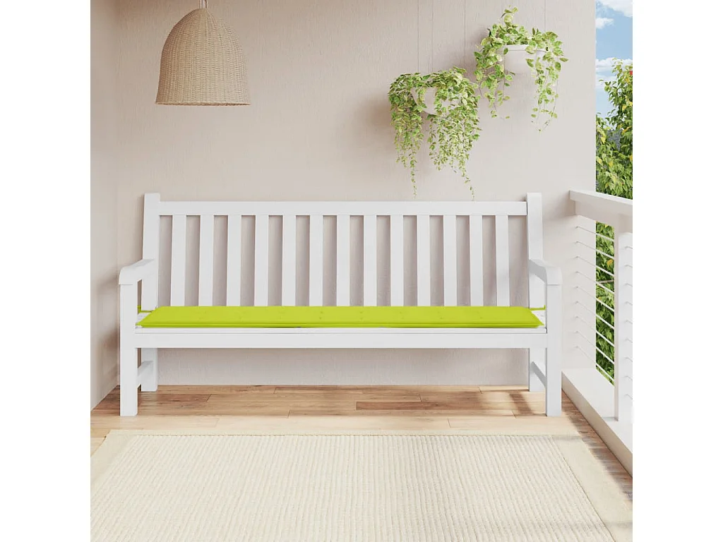 Coussin de banc de jardin vert brillant 200x50x3cm tissu oxford FR774049