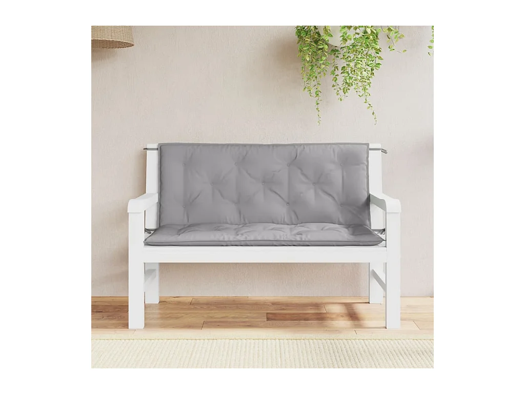Cojines de banco de jardín 2 uds tela Oxford gris 120x50x7 cm ES987559