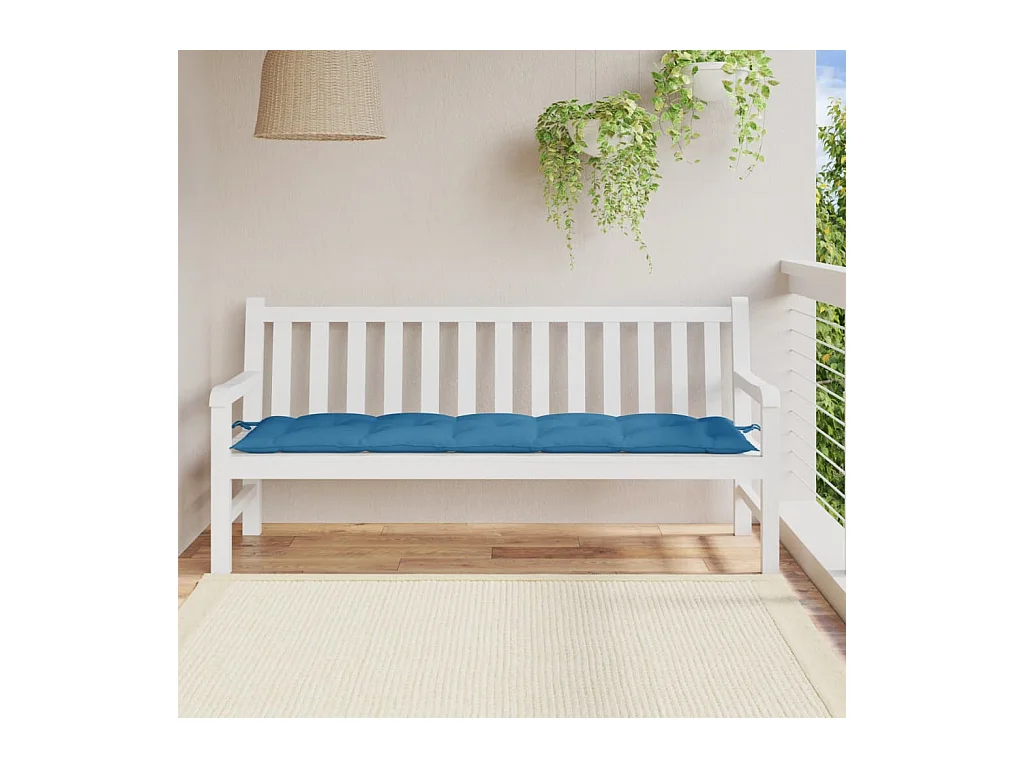 Cojín para banco de jardín tela azul melange 180x50x7 cm ES504661