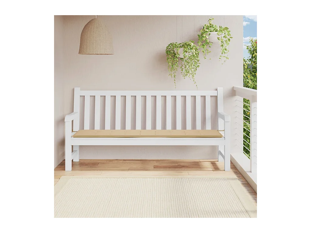 Coussin de banc de jardin beige 200x50x3 cm tissu oxford FR561321