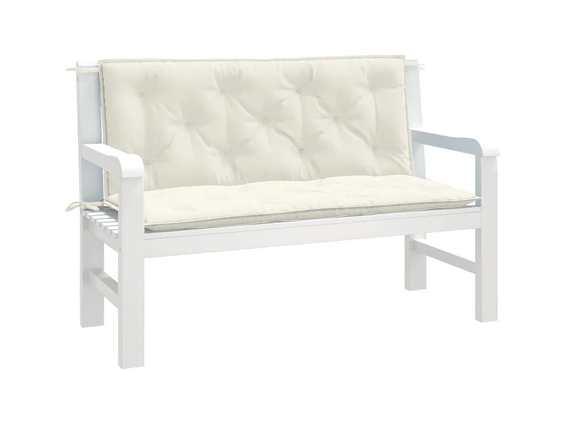Coussins de banc de jardin lot de 2 crème mélangé tissu FR106508
