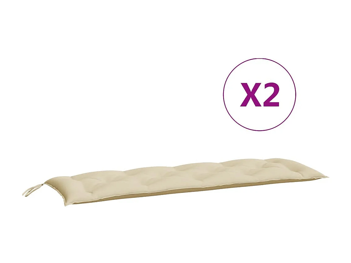 Coussins de banc jardin lot de 2 beige 150x50x7 cm tissu Oxford FR870647