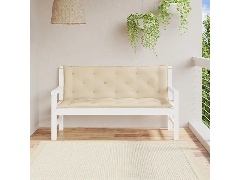 Coussins de banc jardin lot de 2 beige 150x50x7 cm tissu Oxford FR870647
