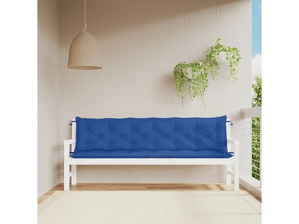 Coussins de banc jardin lot de 2 bleu 200x50x7 cm tissu Oxford FR292041