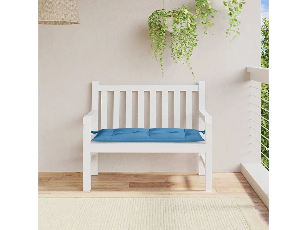 Tuinbankkussen 100x50x7 cm stof gemêleerd blauw BE556637