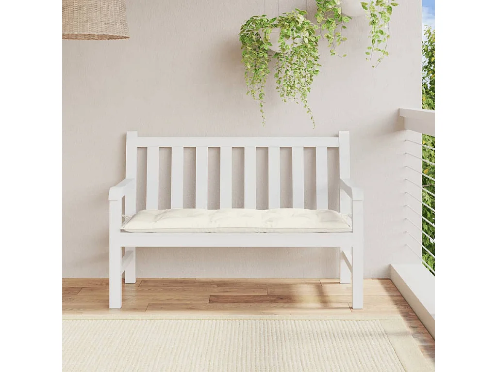 Coussin de banc de jardin crème mélangé 120x50x7 cm tissu FR482269