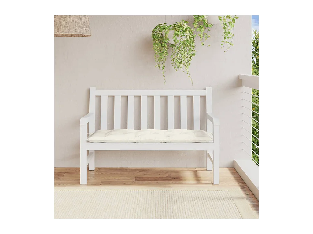 Tuinbankkussen 120x50x7 cm stof gemêleerd crèmekleurig BE895888