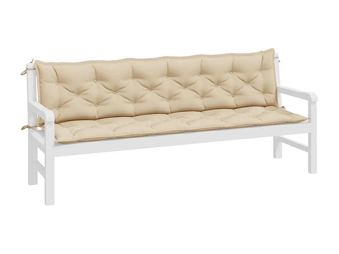 Coussins de banc jardin lot de 2 beige 200x50x7 cm tissu Oxford FR751317