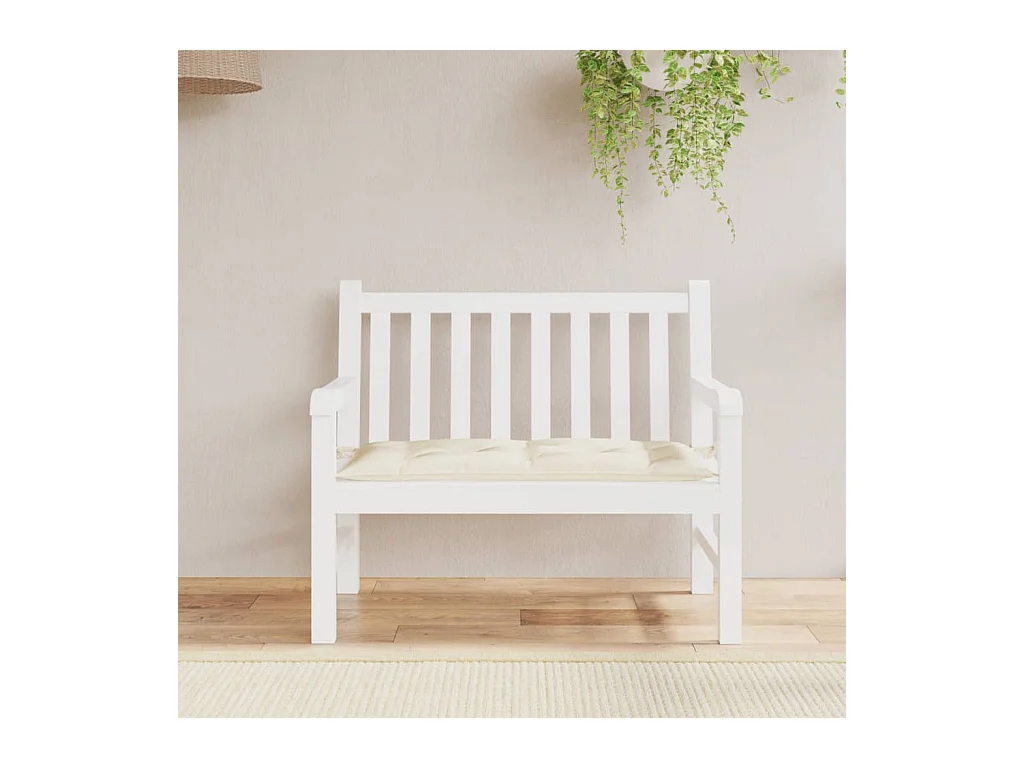 Coussin de banc de jardin blanc crème 110x50x7 cm tissu oxford FR532072