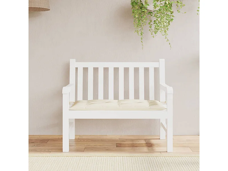 Cojín de banco de jardín tela Oxford blanco crema 110x50x7 cm ES325793