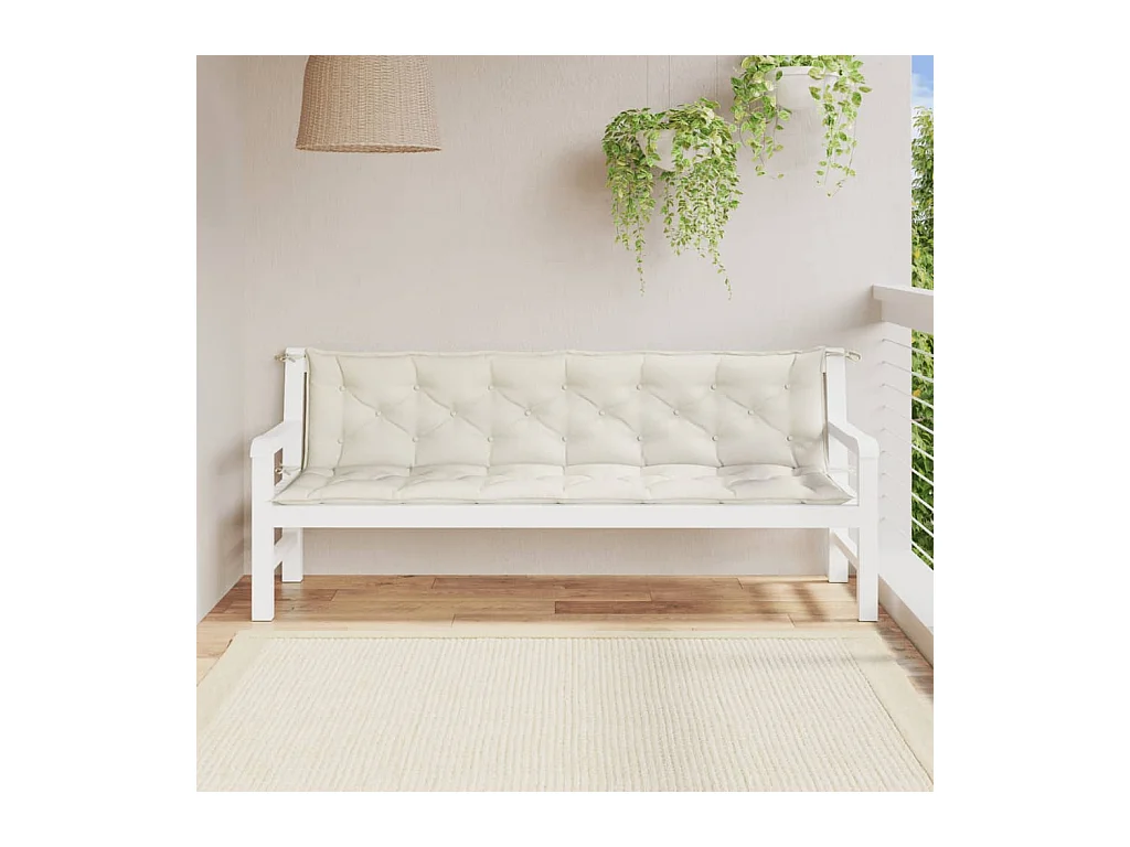 Tuinbankkussens 2 st 200x50x7 cm stof gemêleerd crèmekleurig BE191549