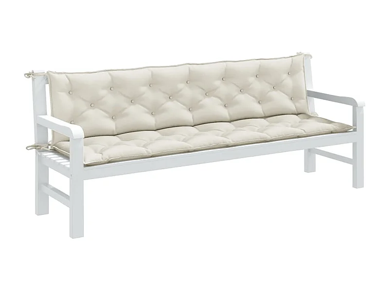 Coussins de banc de jardin lot de 2 crème mélangé tissu FR420498