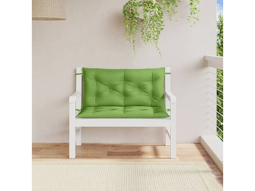 Coussins de banc de jardin lot de 2 vert mélangé tissu FR800502
