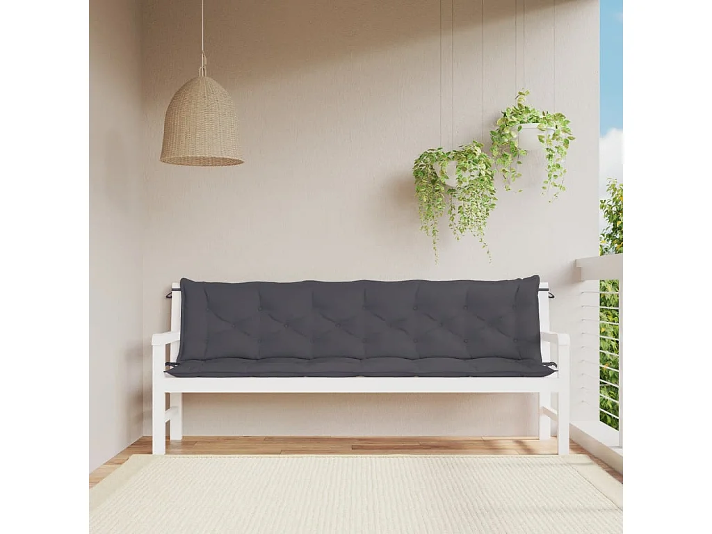 Coussins de banc de jardin lot de 2 anthracite tissu Oxford FR347061