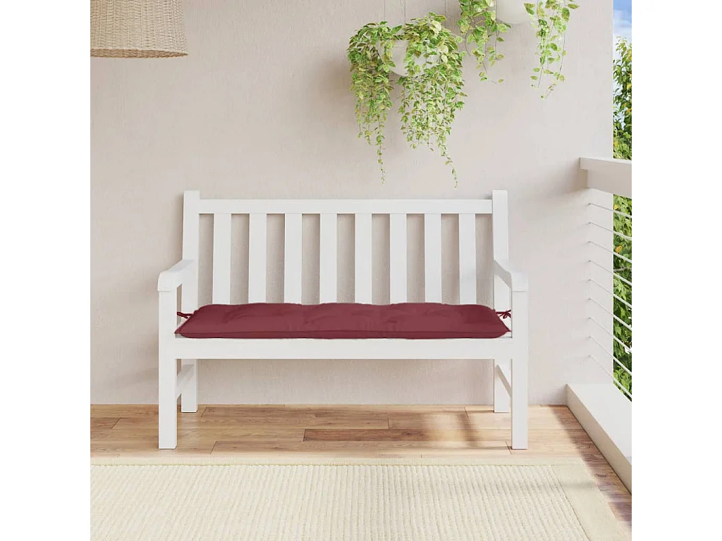 Cojín para banco de jardín tela rojo tinto melange 120x50x7 cm ES560289