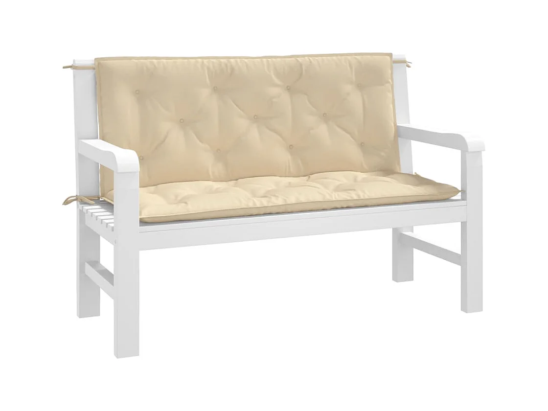 Tuinbankkussens 2 st 120x50x7 cm oxford stof beige BE167179