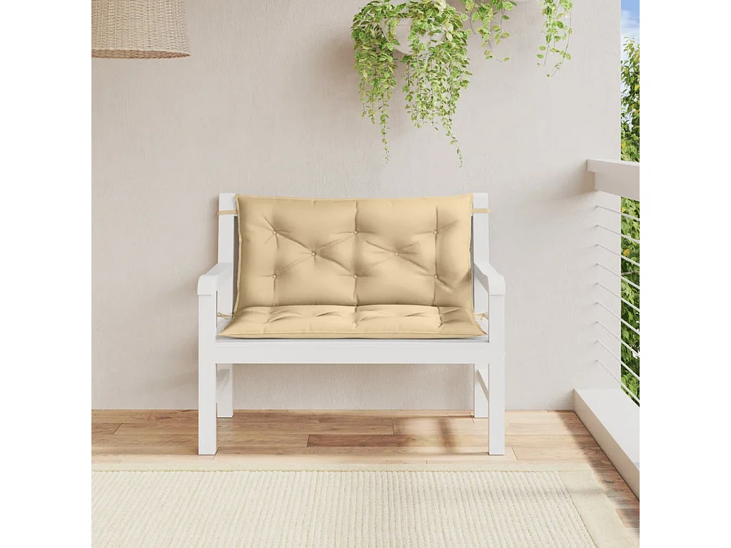 Cojines para banco jardín 2 uds tela beige melange 100x50x7 cm ES486340