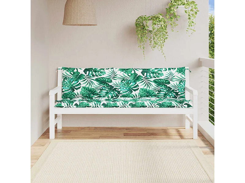 Coussins de banc de jardin lot de 2 motif de feuilles FR940751