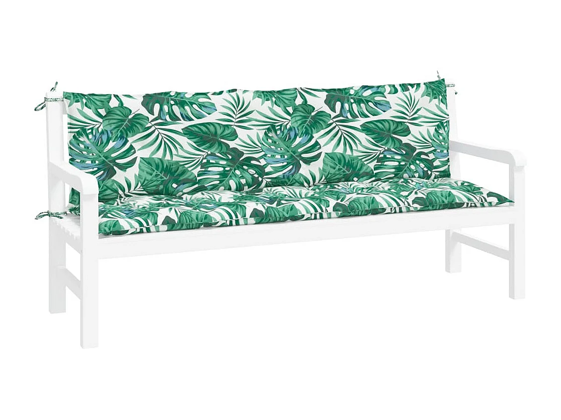 Cojines banco jardín 2 uds tela estampado de hojas 180x50x7 cm ES183402