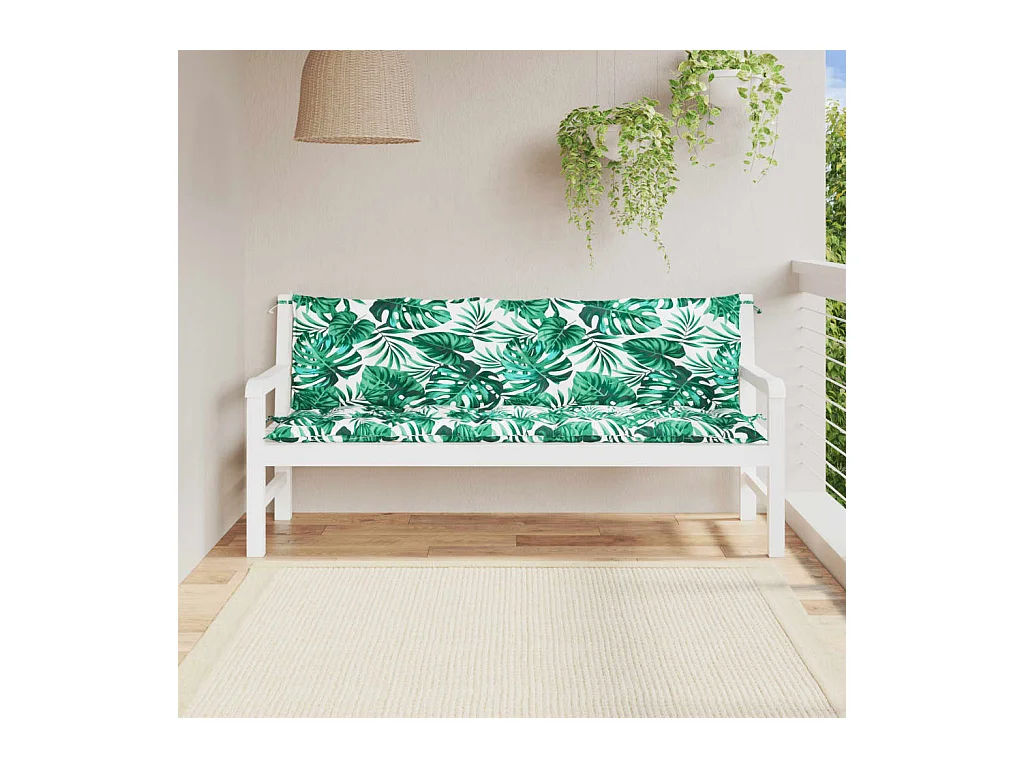 Coussins de banc de jardin lot de 2 motif de feuilles FR940751