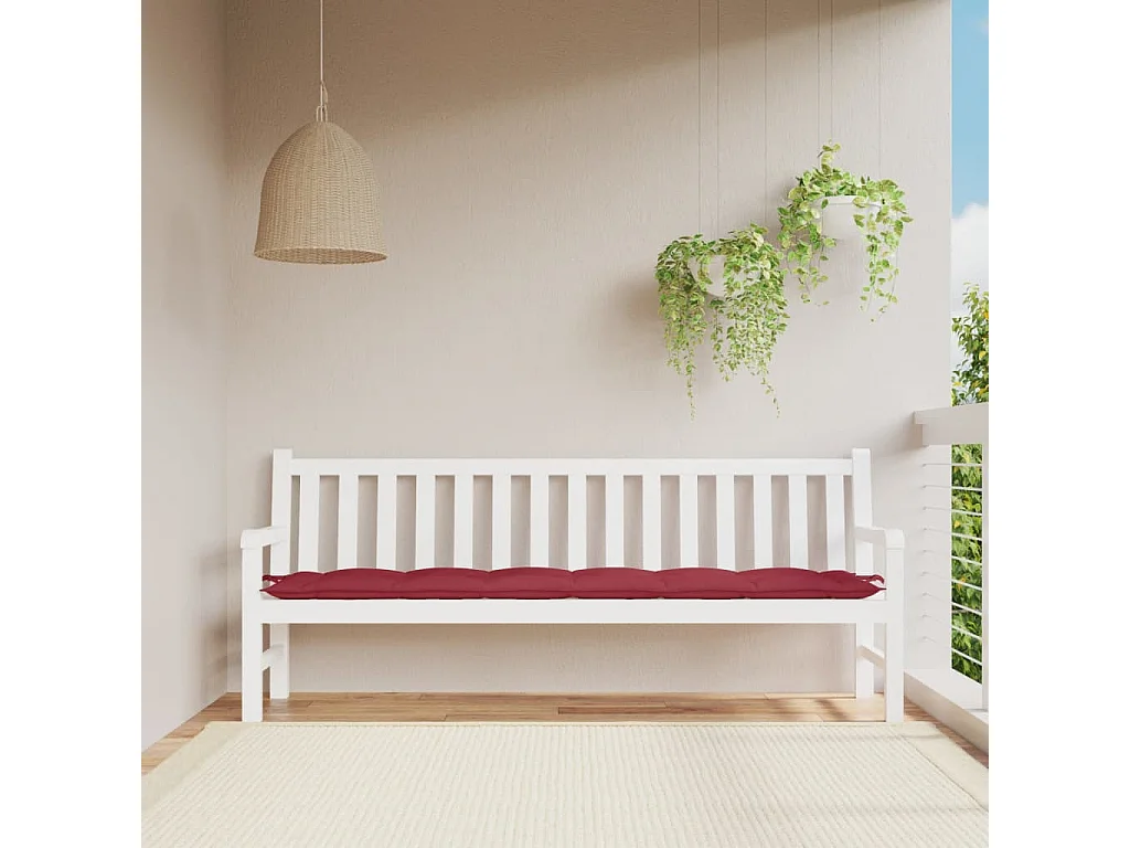 Coussin de banc de jardin rouge bordeaux 200x50x7 cm FR781284