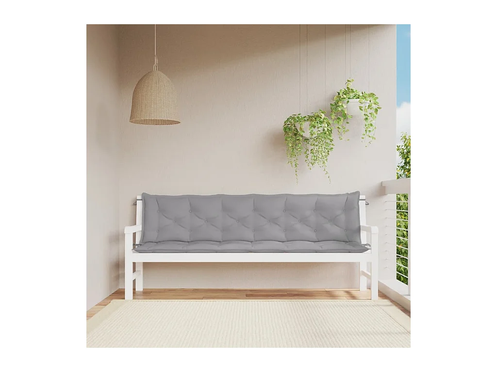 Coussins de banc jardin lot de 2 gris 200x50x7 cm tissu Oxford FR366092