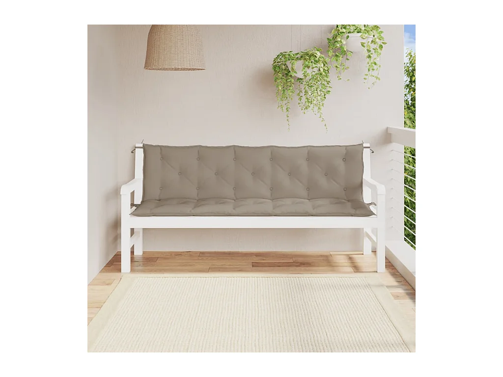 Coussins de banc jardin lot de 2 taupe 180x50x7 cm tissu Oxford FR234315