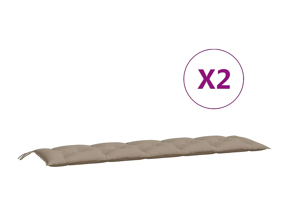 Coussins de banc jardin lot de 2 taupe 180x50x7 cm tissu Oxford FR234315