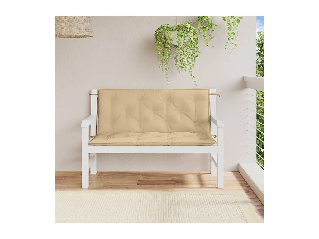 Tuinbankkussens 2 st 120x50x7 cm stof gemêleerd beige BE814653