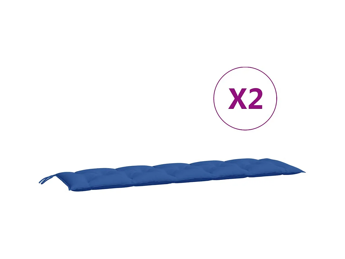 Coussins de banc jardin lot de 2 bleu 180x50x7 cm tissu Oxford FR747467