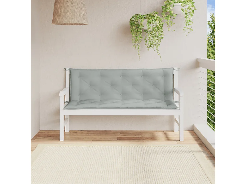 Cojines banco jardín 2 uds tela gris claro melange 150x50x7 cm ES758931