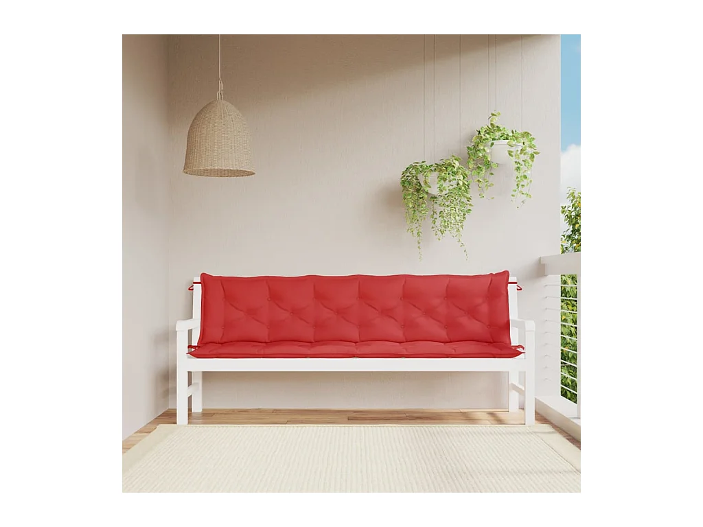 Coussins de banc jardin lot de 2 rouge 200x50x7 cm tissu Oxford FR961549