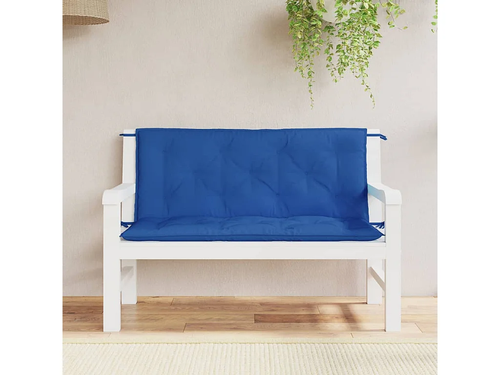 Coussins de banc jardin lot de 2 bleu 120x50x7 cm tissu Oxford FR472665