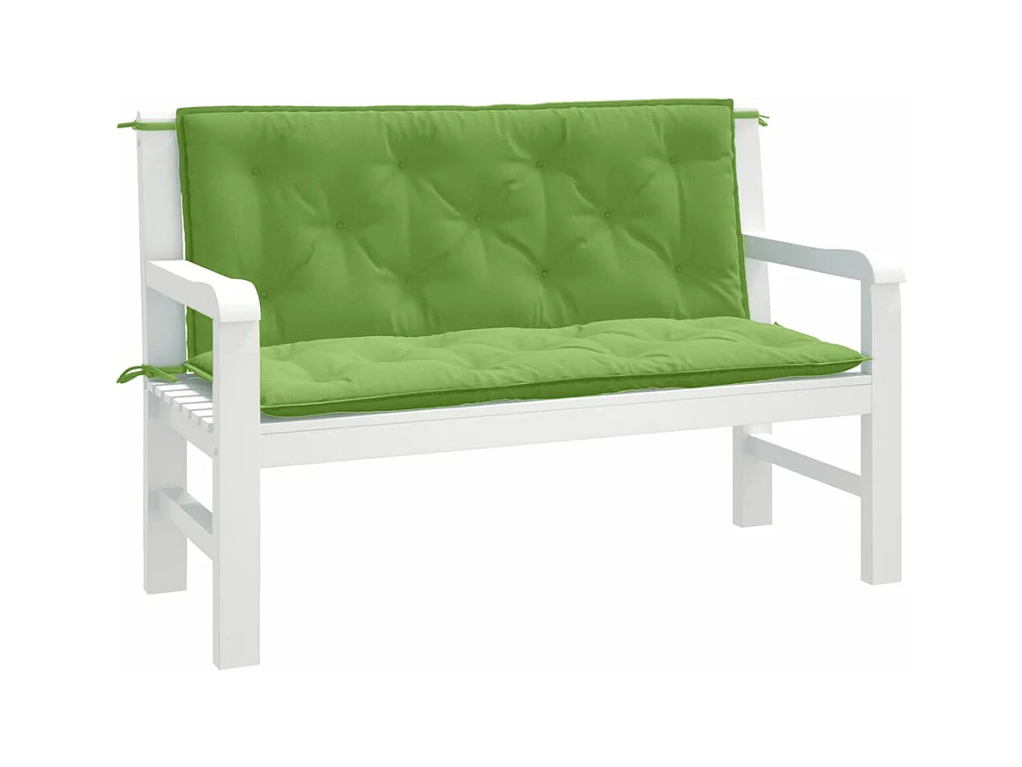 Coussins de banc de jardin lot de 2 vert mélangé tissu FR327227