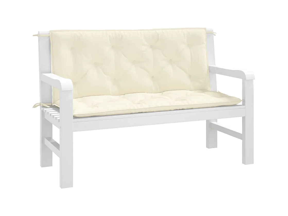 Tuinbankkussens 2 st 120x50x7 cm oxford stof crèmewit BE677454