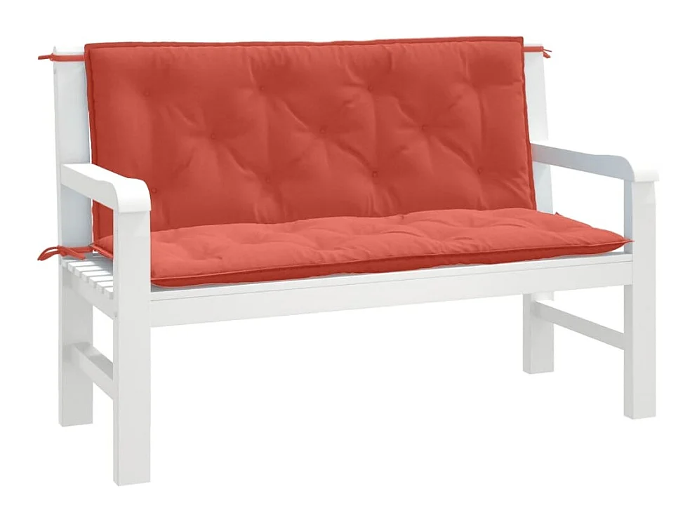 Coussins de banc de jardin lot de 2 rouge mélangé tissu FR999302