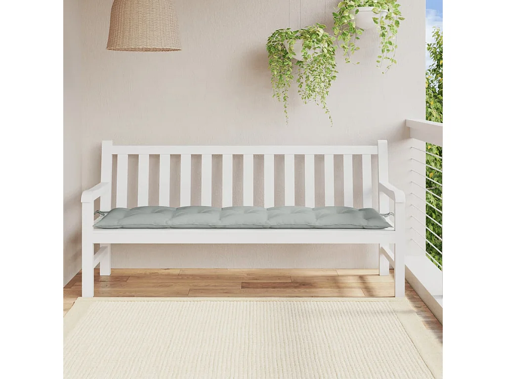 Coussin de banc de jardin gris clair mélangé 180x50x7 cm tissu FR910641