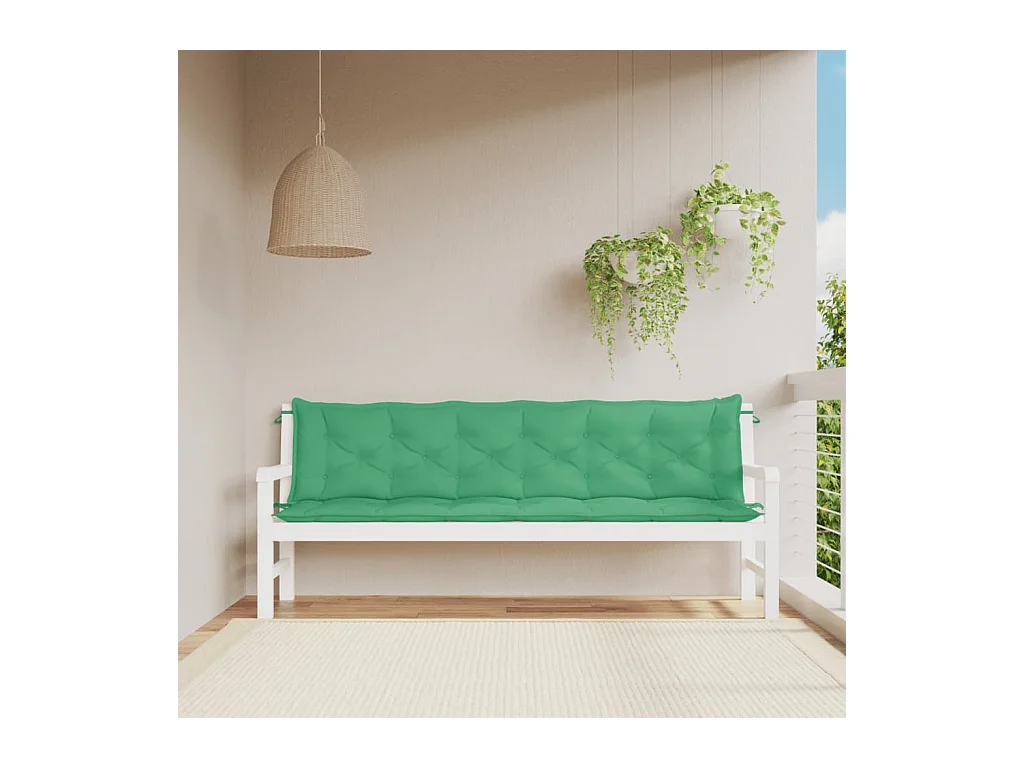 Coussins de banc jardin lot de 2 vert 200x50x7 cm tissu Oxford FR289025