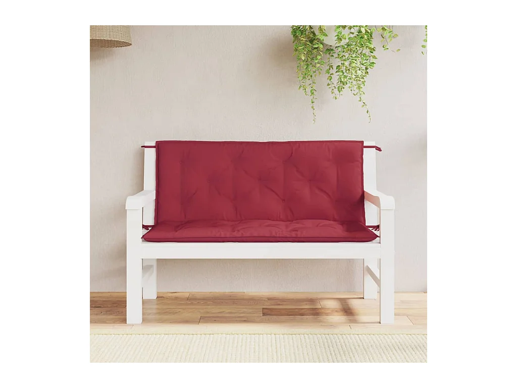 Coussins de banc de jardin lot de 2 rouge bordeaux tissu Oxford FR474913