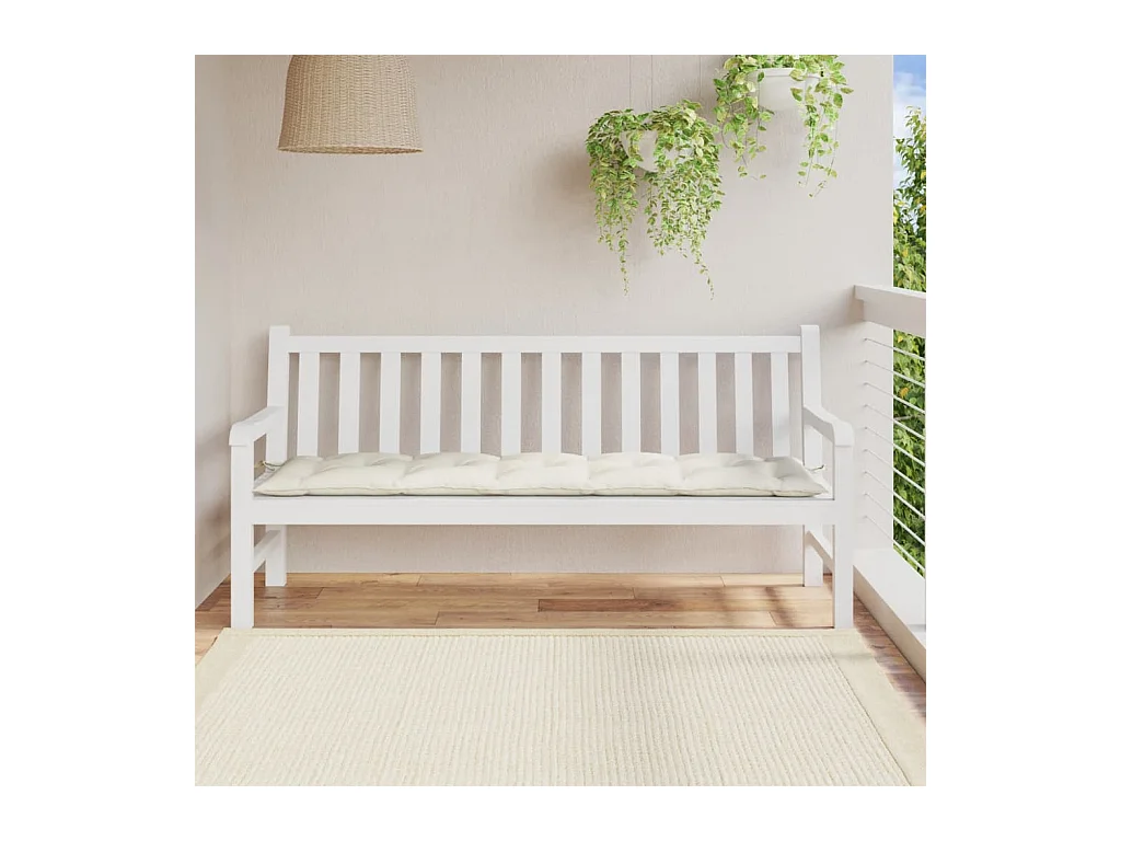 Coussin de banc de jardin crème mélangé 180x50x7 cm tissu FR218366