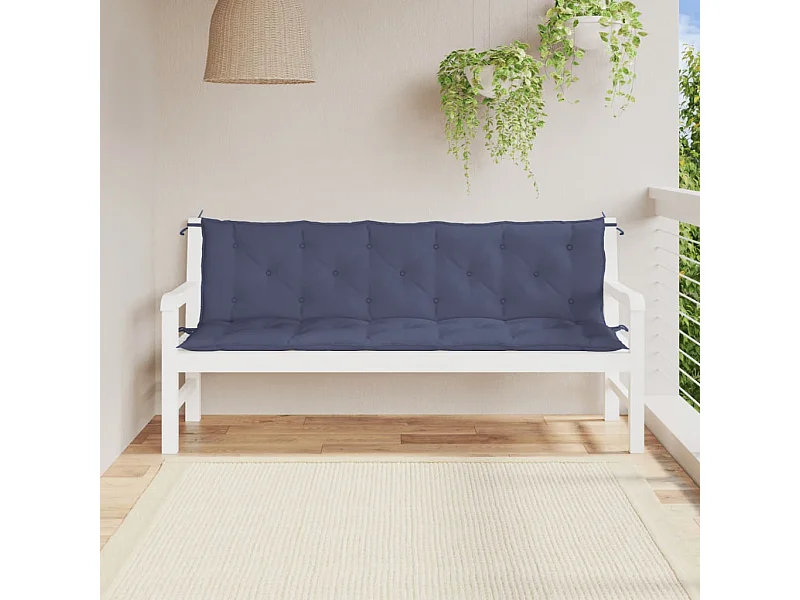 Coussins de banc de jardin lot de 2 bleu marine 180x50x7 cm FR831236